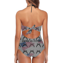 Load image into Gallery viewer, American Theme print  Lace Band Embossing Swimsuit (Model S15)
