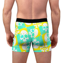 Load image into Gallery viewer, Men&#39;s Boxer Briefs teal/yellow skull print
