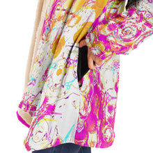 Load image into Gallery viewer, Hair scissor print pink abstract cloak women’s jacket
