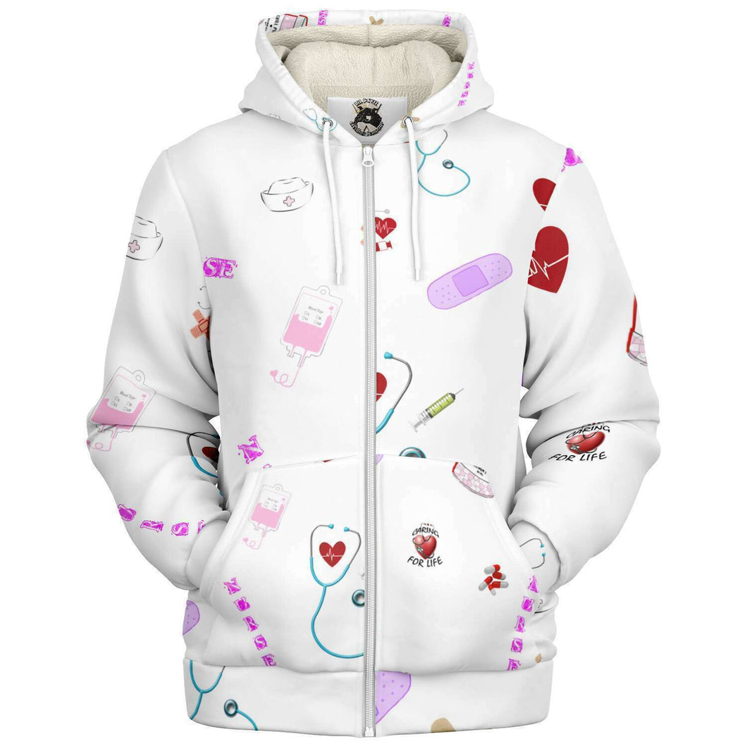 Nurse themed print microfleece hoodies