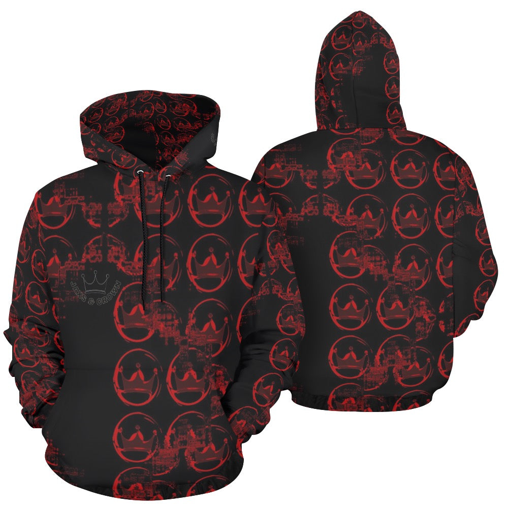 Jaxs n crown design, red, print, All Over Print Hoodie for Men (USA Size) (Model H13)