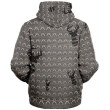 Load image into Gallery viewer, Grey Deer/guns themed, print micro fleece, zip up hoodie
