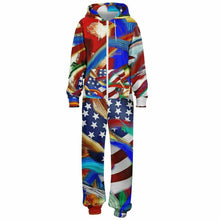Load image into Gallery viewer, Unisex jumpsuit hoodie united 1usa themed print, zip up
