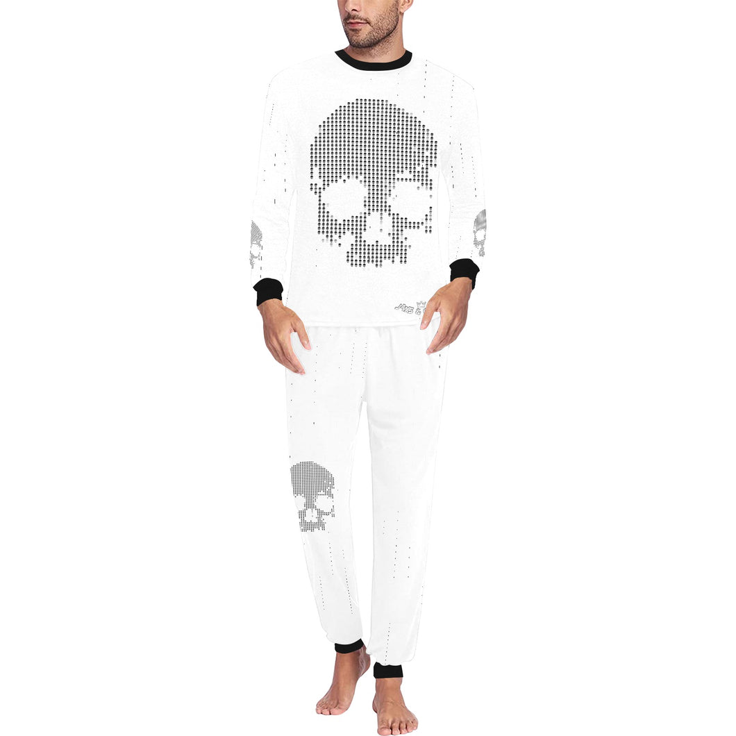 Blk/white skull print pajamas Men's All Over Print Pajama Set (Sets 07)
