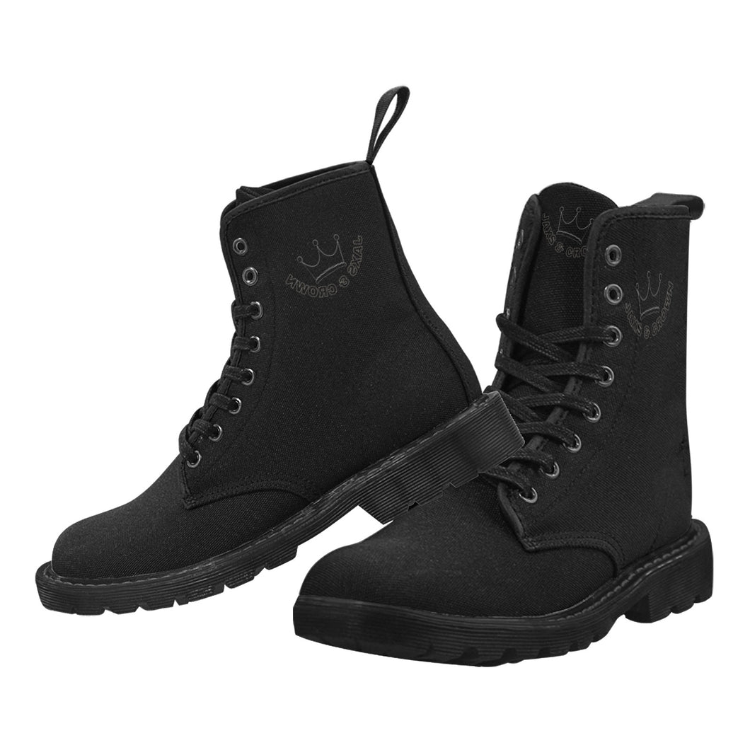 JAXS & crown print Martin Boots for Men (Black) (Model 1203H)