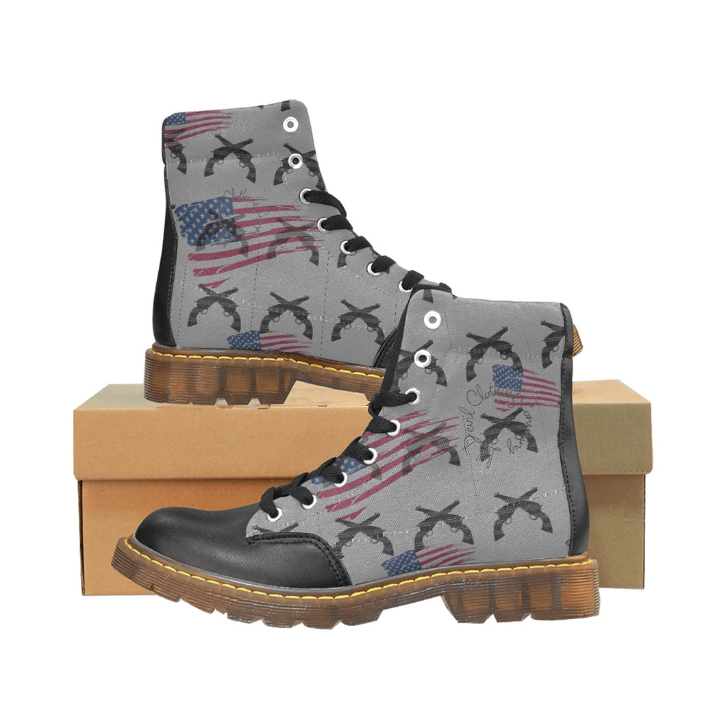 American theme print Apache Round Toe Men's Winter Boots (Model 1402)