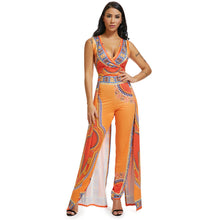 Load image into Gallery viewer, Women Wear Positioning Printing Orange Ethnic Jumpsuit
