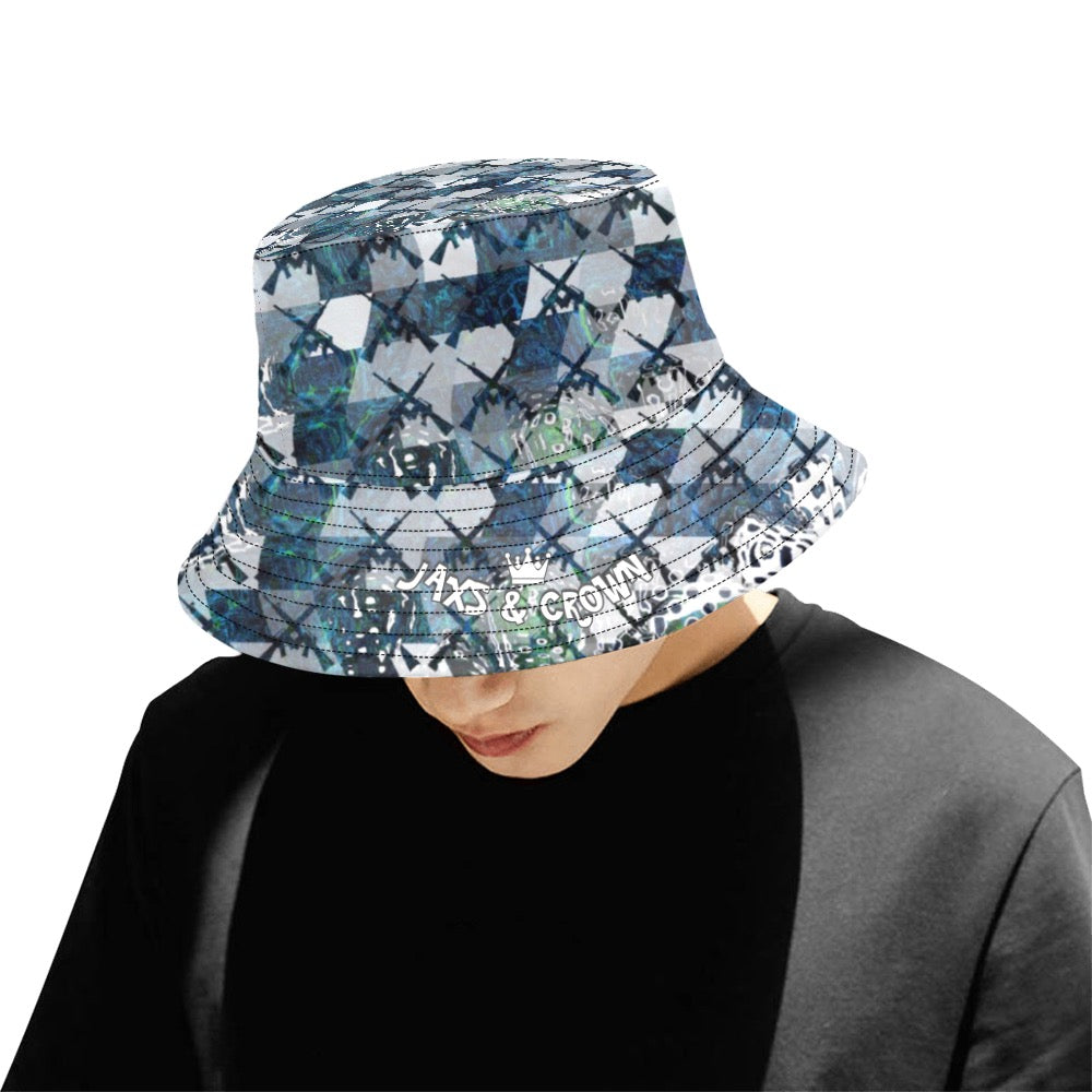 Teal abstract w/guns print All Over Print Bucket Hat for Men
