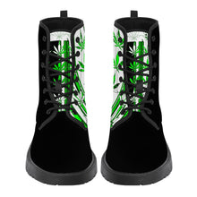 Load image into Gallery viewer, Marijuana leaf print D41 Leather Boots unisex

