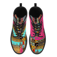 Load image into Gallery viewer, Pink gun abstract print D41 Leather Boots unisex
