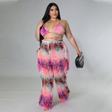 Load image into Gallery viewer, Summer Beach Sexy Special Printed Swimsuit Mesh Three Piece Set
