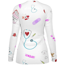 Load image into Gallery viewer, Women’s nurses print rashguard shirt
