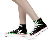 Load image into Gallery viewer, Marijuana leaf print D70 High Top Canvas Shoes - White
