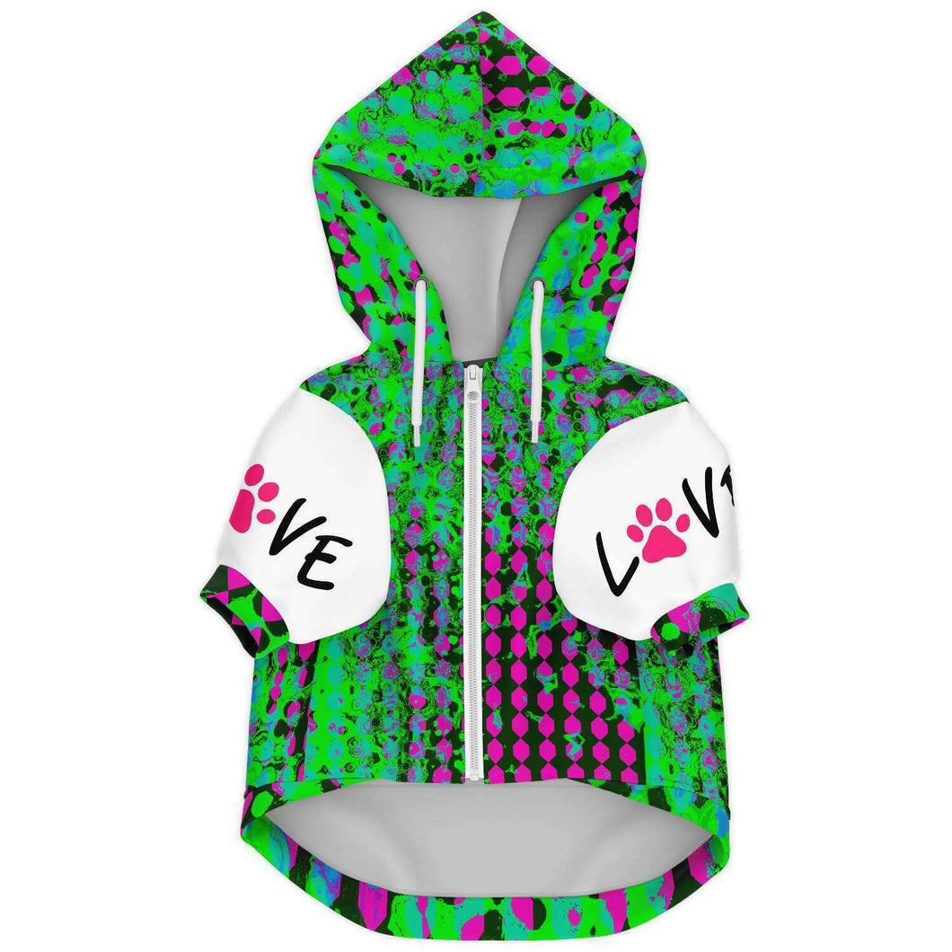 Pink/green love print zip up hoodie