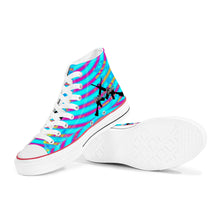 Load image into Gallery viewer, Girls n Guns turquiose/pink print D70 High Top Canvas Shoes - White
