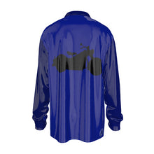 Load image into Gallery viewer, Purple/motorcycle Print Men&#39;s Imitation Silk Long-Sleeved Shirt
