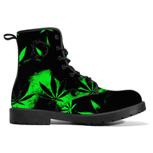 Load image into Gallery viewer, Marijuana leaf print D41 Leather Boots

