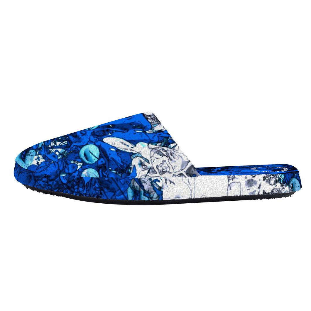 Blu abstract print D35 Slippers unisex