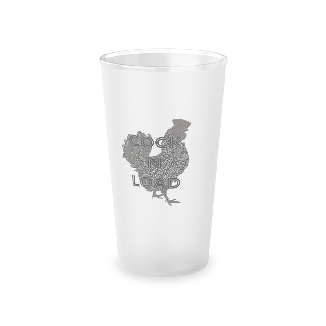 Cock n load Frosted Pint Glass, 16oz