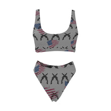 Load image into Gallery viewer, American Theme print  Sport Top &amp; High-Waisted Bikini Swimsuit (Model S07)
