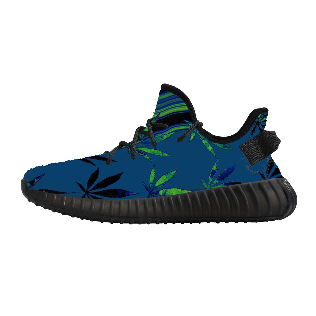 Marijuana leaf print D14 Breathable Mesh Knit Sneaker - Black