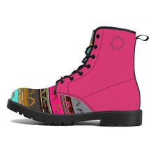 Load image into Gallery viewer, Pink gun abstract print D41 Leather Boots unisex
