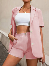 Load image into Gallery viewer, Women&#39;s OL temperament solid color suit jacket high waist shorts two-piece set
