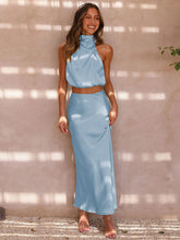 Load image into Gallery viewer, Women&#39;s sexy bib top drape skirt elegant two-piece set
