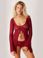 Load image into Gallery viewer, New solid color sexy knitted hollow bikini swimsuit cover-up sun protection clothing

