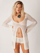 Load image into Gallery viewer, New solid color sexy knitted hollow bikini swimsuit cover-up sun protection clothing
