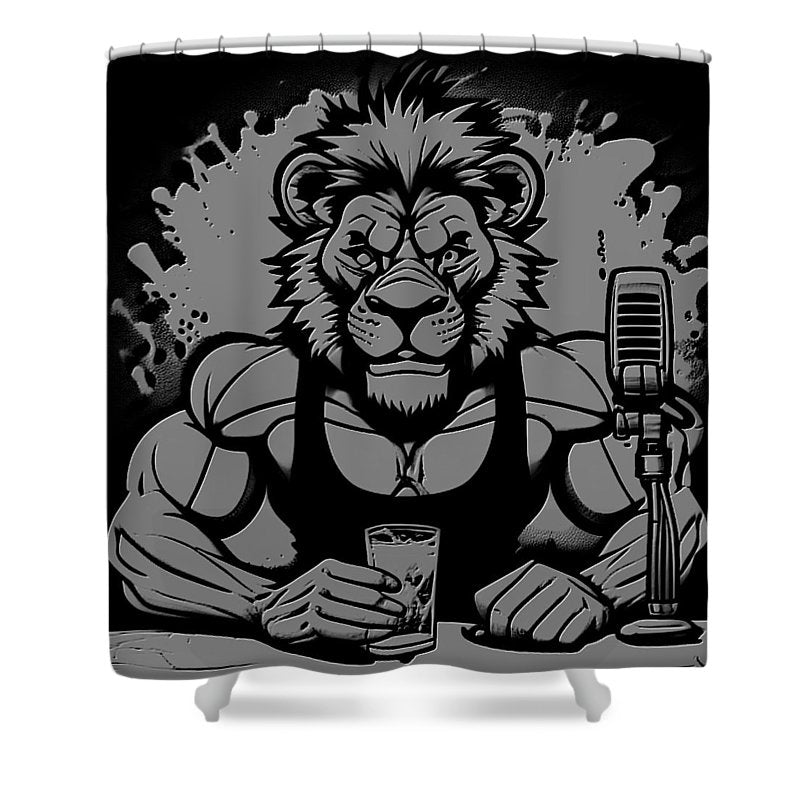 Leo - Shower Curtain lion podcaster