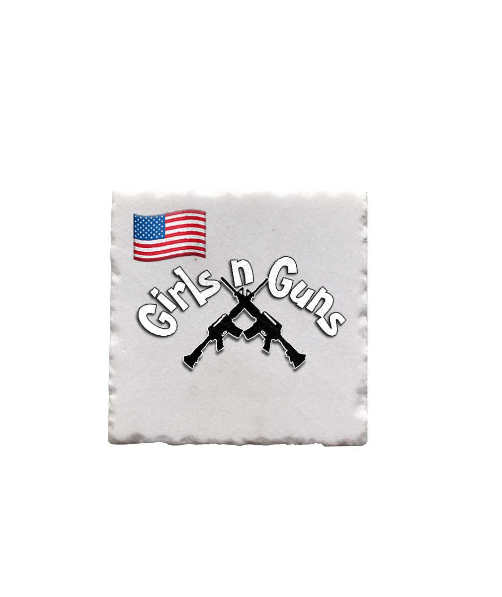 Girls n Guns print Coaster - Marble - Square