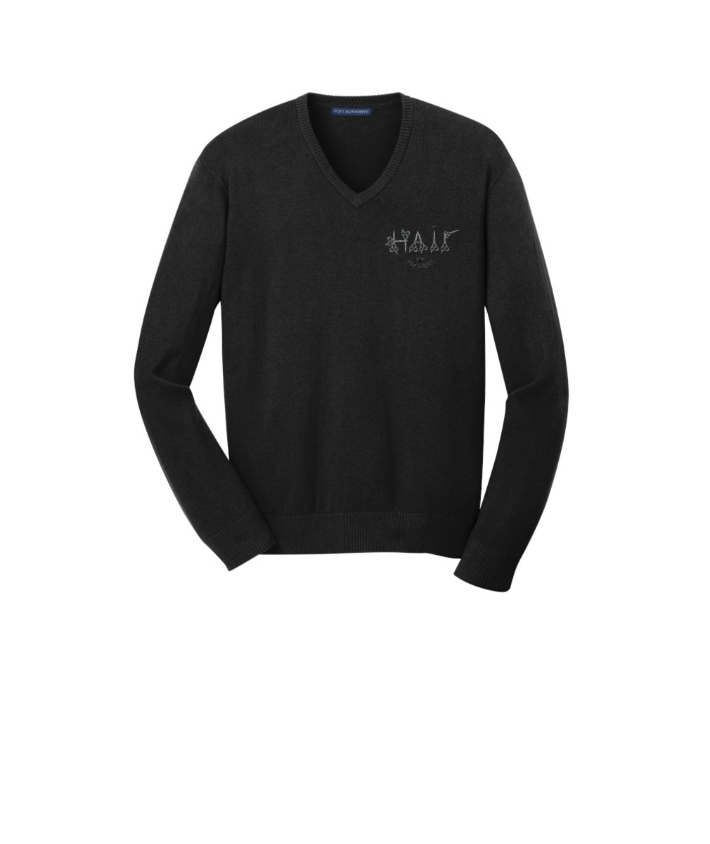 Hair print Port Authority® Embroidered  V-Neck Sweater