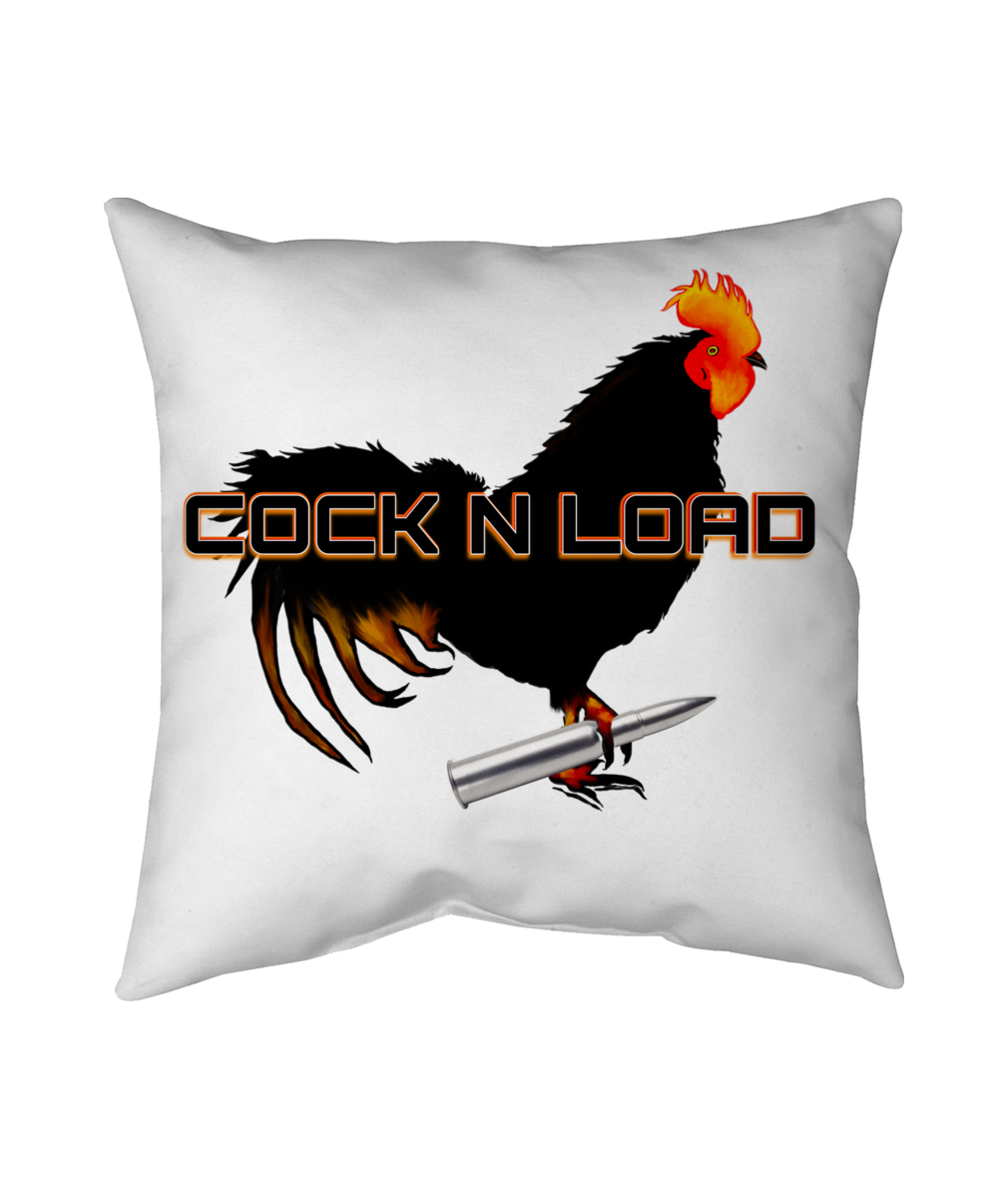 Cock n load 2 Throw Pillow - Two-Sided Spun Polyester (Insert included) - Assorted Sizes (14x14, 16x16, 18x18, 20x20, 26x26)