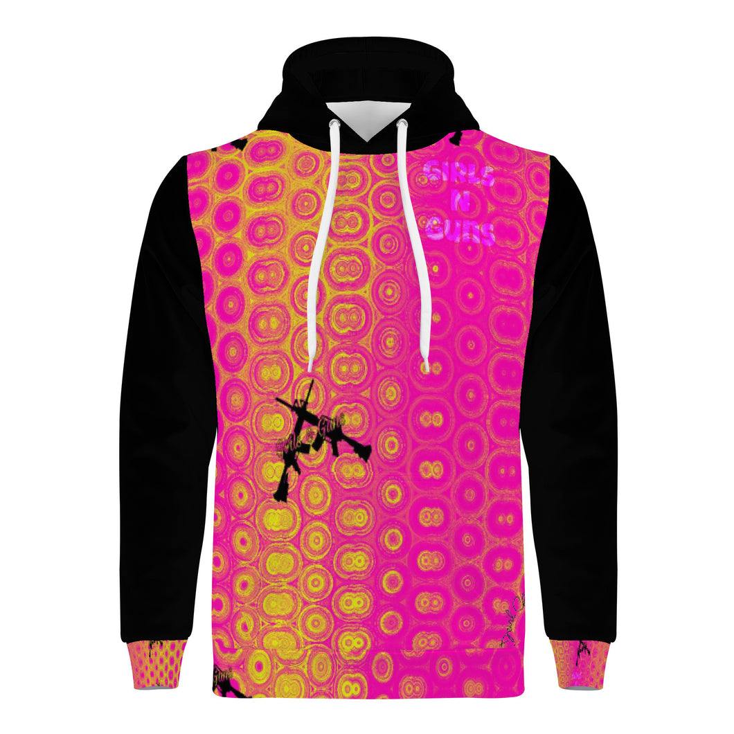 Girls n Guns pink design, print D55 All Over Print Hoodie