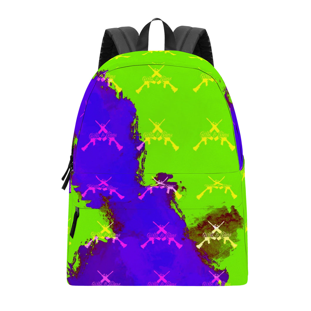 Girls n Guns print green/purple D39 All Over Print Cotton Backpack