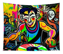 Load image into Gallery viewer, Techno hero - Tapestry DJ techno print
