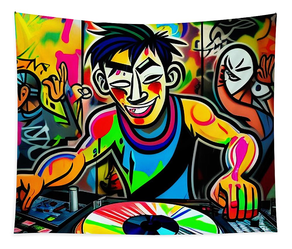 Techno hero - Tapestry DJ techno print