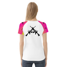 Load image into Gallery viewer, Girls n Guns print pink D65 Women&#39;s All-Over Print T shirt
