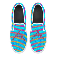 Load image into Gallery viewer, Girls n guns turquiose/pink print D31 Slip-on Shoes - White
